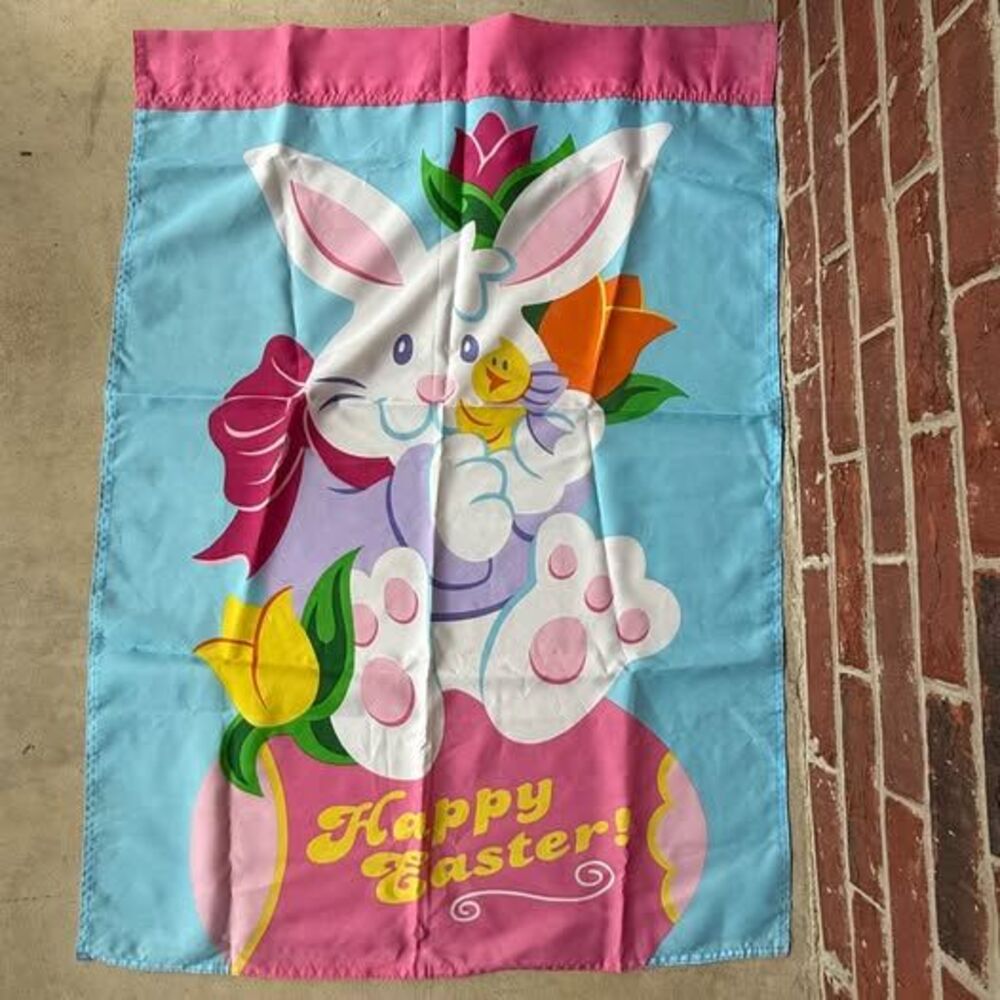 4 Vintage Holiday & Seasonal Flags Lot – Birthday, Easter, Spring, Halloween